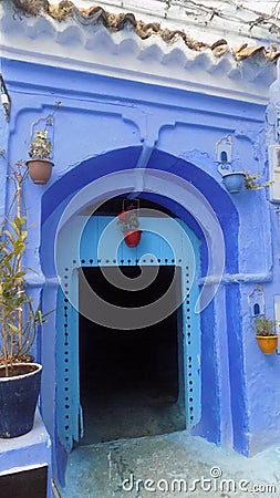 Arabic style door-Chefchauen Stock Photo
