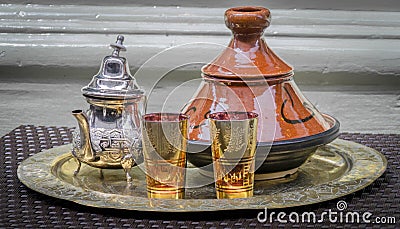 Arabic Tea and Tagine Stock Photo