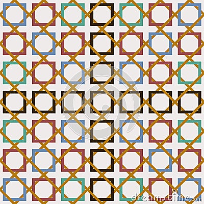 Arabic tile seamless pattern decoration mosaic art Vector Illustration