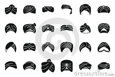 Arabic turban icons set simple vector. Arab hat Vector Illustration