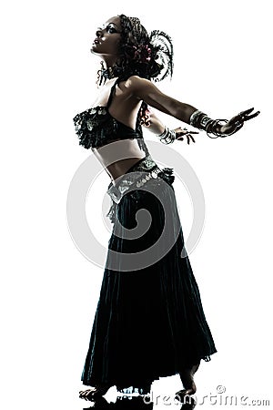 Arabic woman belly dancer dancing Stock Photo