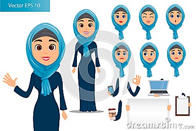 Arabic woman constructor set. Vector Illustration