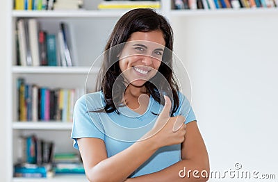 Arabic woman showing thumb up Stock Photo