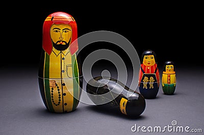 Arabic wooden nesting dolls family values Stock Photo