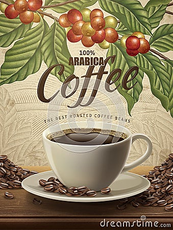 Arabica coffee ads Vector Illustration
