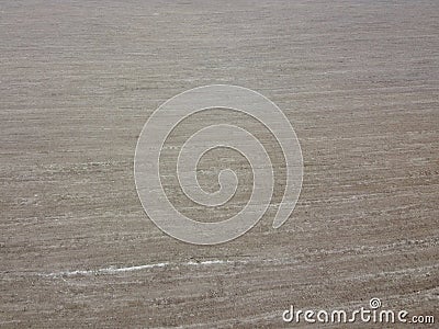 Arable field, aerial view. Cultivated soil. Background Stock Photo