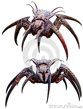 Arachnid horror creature 3D illustration Cartoon Illustration