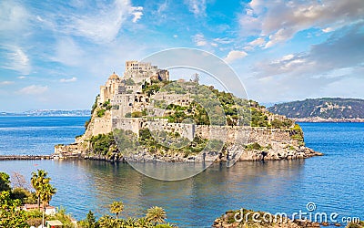 Aragonese Castle is most visited landmark near Ischia island, It Stock Photo