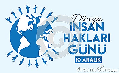 10 aralik insan haklari gunu translate: 10 december human rights day Vector Illustration