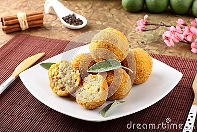 Arancini rice and meat Stock Photo