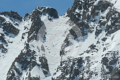 Arapahoe Basin Blue Bird Day: Snowboarding the Coulior Editorial Stock Photo