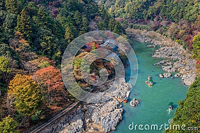 Arashiyama and Hozu river Stock Photo