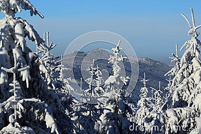 Arber, Winter Lanscape, Å umava Mountains, Eisenstein, Czech Republic, Germany Stock Photo