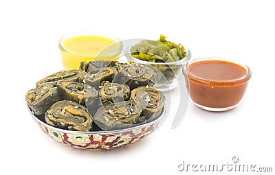 Arbi bhajiya or patra Stock Photo