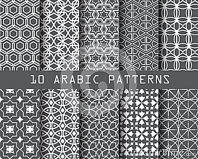 10 arbic patterns gray 20 Dec14 Vector Illustration