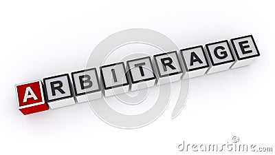 Arbitrage word block on white Stock Photo