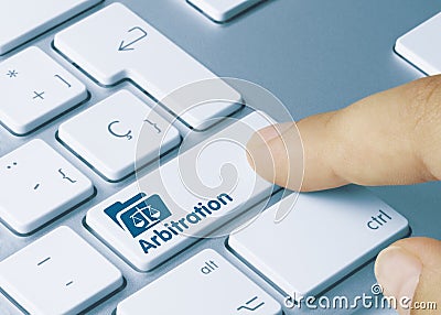 Arbitration - Inscription on Blue Keyboard Key Stock Photo