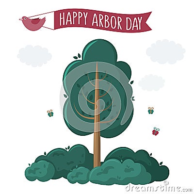 Arbor Day. Picture of a tree. Vector illustration for a holiday. Symbol of arboriculture, forests, agriculture. Space Vector Illustration