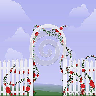 Arbor with roses Stock Photo