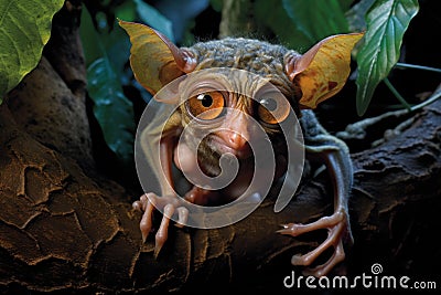 Arboreal Spectral tarsier animal. Generate Ai Stock Photo