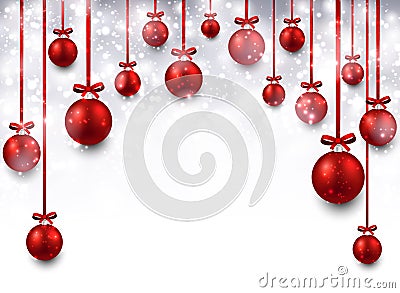 Arc background with red christmas balls. Vector Illustration