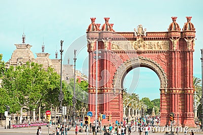 Triumphal arc in Barcelona Editorial Stock Photo