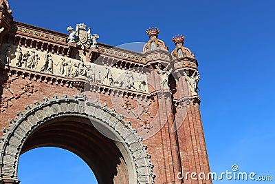 Arc de Triomphe of Barcelona on a sunny day, Catalonia, Spain Editorial Stock Photo