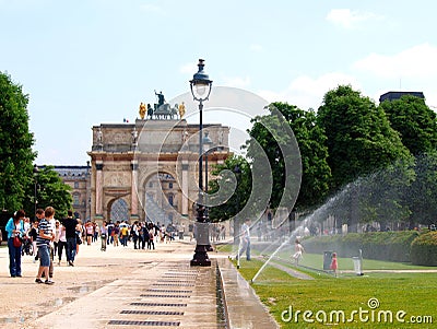 The Arc de Triomphe Carrousel in the Tuileries Gardens Editorial Stock Photo