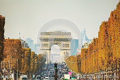 Arc de Triomphe de l`Etoile in Paris Stock Photo