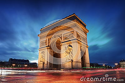 Arc de triomphe Paris city at sunset Stock Photo