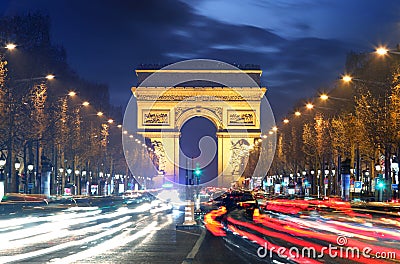 Arc de triomphe Paris city at sunset Stock Photo