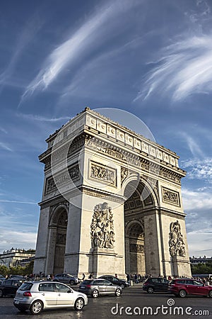 Arc de Triomphe,Paris Editorial Stock Photo