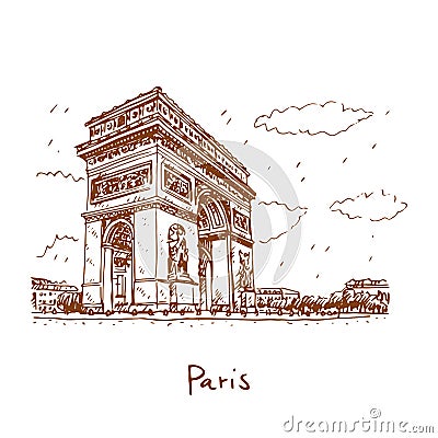 Arc de Triomphe. Paris, France. Graphic illustration Vector Illustration