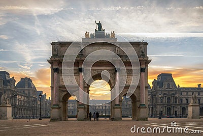 Arc de Triomphe at the Place du Carrousel in Paris Editorial Stock Photo