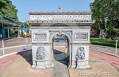 Arc De Triomphe Replica at Mini Siam in Pattaya. Editorial Stock Photo