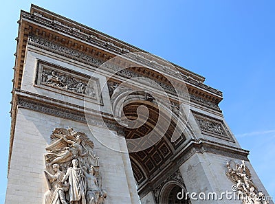 Arc de Triomphe with the statues of the Triumph of 1810 with Nap Stock Photo