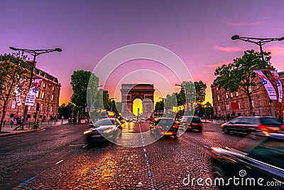 Arc de Triomphe twilight Editorial Stock Photo