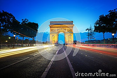 Arc de Triumph at evening, Paris Stock Photo
