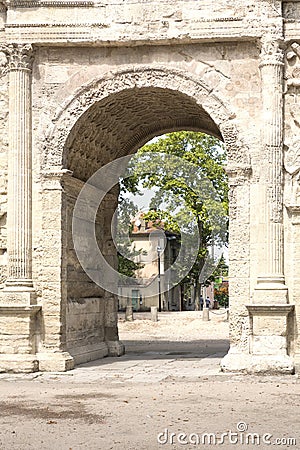 Arc de triumph in Orange city, South France Stock Photo