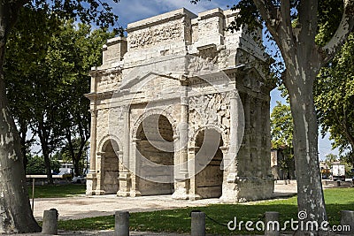 Arc de triumph in Orange city, South France Stock Photo