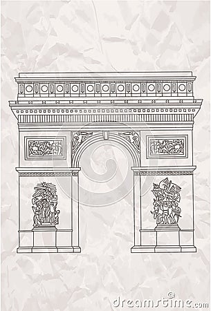 Arc de Triumph in Paris Vector Illustration