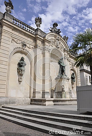 Arc Here laterally Sculptural Ensemble dedicated to Jaques Callot in Nancy City in Lorraine region of France Stock Photo