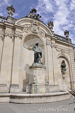 Arc Here laterally Sculptural ensemble dedicated to Jaques Callot in Nancy City in Lorraine region of France Stock Photo