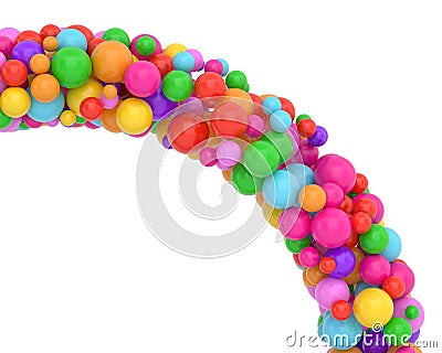 Arc made of Colourful balls, Colourful balls arch isolated on white background. 3D rendering. 3D illustration Cartoon Illustration