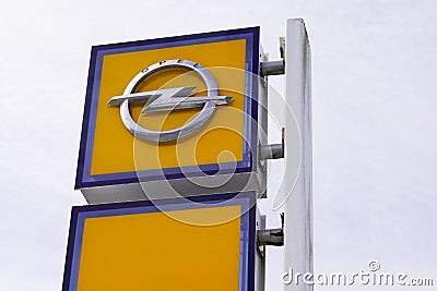 Arcachon , Aquitaine / France - 10 08 2019 : Sign logo pole OPEL cars dealership store Editorial Stock Photo