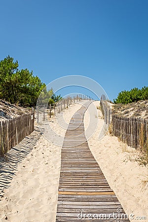 Arcachon Bay, France. Access to the beach La Salie near the dune of Pilat Stock Photo