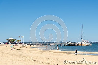 Arcachon, France. The beach and the jetty Editorial Stock Photo