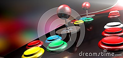 Arcade Control Panel With Joystick And Buttons Stock Photo