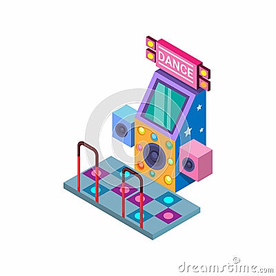 Arcade dance game machine symbol isometric illustration vector Vector Illustration
