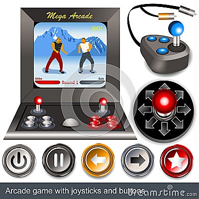 Arcade game with joysticks and buttons Vector Illustration